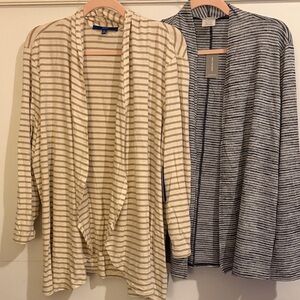 Apt. 9 Cream and Gray Striped Cardigans